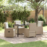 Set da Pranzo per Giardino 5 pcs Beige e Grigio Chiaro