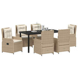 Set da Pranzo per Giardino 7 pcs Beige e Grigio Chiaro