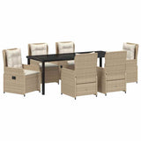 Set da Pranzo per Giardino 7 pcs Beige e Grigio Chiaro