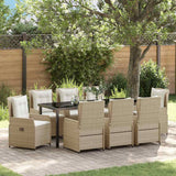 Set da Pranzo per Giardino 9 pcs Beige e Grigio Chiaro