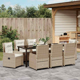 Set da Pranzo per Giardino 9 pcs Beige e Grigio Chiaro