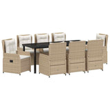 Set da Pranzo per Giardino 9 pcs Beige e Grigio Chiaro
