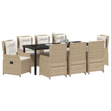 Set da Pranzo per Giardino 9 pcs Beige e Grigio Chiaro