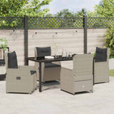 Set da Pranzo per Giardino 5 pcs Grigio chiaro polyrattan