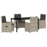 Set da Pranzo per Giardino 5 pcs Grigio chiaro polyrattan