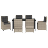 Set da Pranzo per Giardino 7 pcs Grigio chiaro polyrattan