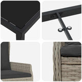 Set da Pranzo per Giardino 7 pcs Grigio chiaro polyrattan