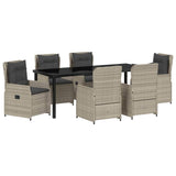Set da Pranzo per Giardino 7 pcs Grigio chiaro polyrattan