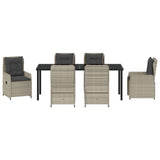 Set da Pranzo per Giardino 7 pcs Grigio chiaro polyrattan