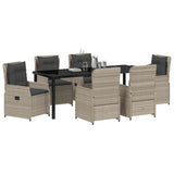 Set da Pranzo per Giardino 7 pcs Grigio chiaro polyrattan