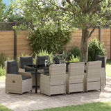 Set da Pranzo per Giardino 9 pcs Grigio chiaro polyrattan