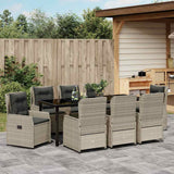 Set da Pranzo per Giardino 9 pcs Grigio chiaro polyrattan