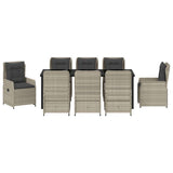 Set da Pranzo per Giardino 9 pcs Grigio chiaro polyrattan