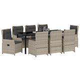 Set da Pranzo per Giardino 9 pcs Grigio chiaro polyrattan