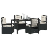 Set da Pranzo per Giardino 5 pcs Nero polyrattan