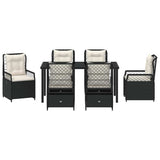 Set da Pranzo per Giardino 7 pcs Nero polyrattan