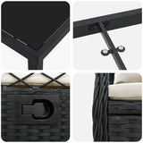 Set da Pranzo per Giardino 7 pcs Nero polyrattan
