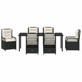 Set da Pranzo per Giardino 7 pcs Nero polyrattan