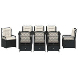 Set da Pranzo per Giardino 9 pcs Nero polyrattan