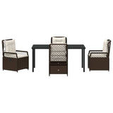 Set da Pranzo per Giardino 5 pcs Marrone polyrattan
