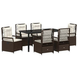 Set da Pranzo per Giardino 7 pcs Marrone polyrattan