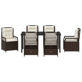 Set da Pranzo per Giardino 7 pcs Marrone polyrattan