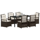 Set da Pranzo per Giardino 7 pcs Marrone polyrattan