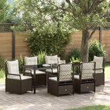 Set da Pranzo per Giardino 7 pcs Marrone polyrattan