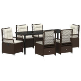 Set da Pranzo per Giardino 7 pcs Marrone polyrattan