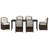 Set da Pranzo per Giardino 7 pcs Marrone polyrattan