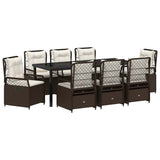 Set da Pranzo per Giardino 9 pcs Marrone polyrattan