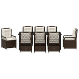 Set da Pranzo per Giardino 9 pcs Marrone polyrattan