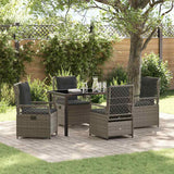 Set da Pranzo per Giardino 5 pcs Grigio polyrattan