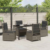 Set da Pranzo per Giardino 5 pcs Grigio polyrattan