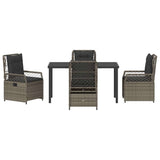 Set da Pranzo per Giardino 5 pcs Grigio polyrattan