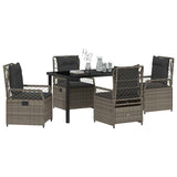 Set da Pranzo per Giardino 5 pcs Grigio polyrattan