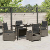 Set da Pranzo per Giardino 5 pcs Grigio polyrattan