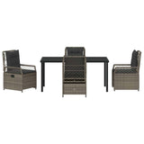 Set da Pranzo per Giardino 5 pcs Grigio polyrattan