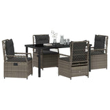 Set da Pranzo per Giardino 5 pcs Grigio polyrattan