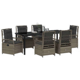 Set da Pranzo per Giardino 7 pcs Grigio polyrattan