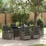 Set da Pranzo per Giardino 7 pcs Grigio polyrattan