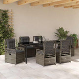 Set da Pranzo per Giardino 7 pcs Grigio polyrattan