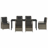 Set da Pranzo per Giardino 7 pcs Grigio polyrattan