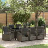 Set da Pranzo per Giardino 9 pcs Grigio polyrattan
