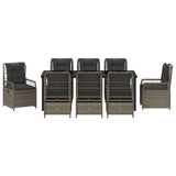 Set da Pranzo per Giardino 9 pcs Grigio polyrattan