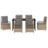 Set da Pranzo per Giardino 7 pcs Beige e Grigio Chiaro