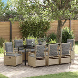 Set da Pranzo per Giardino 9 pcs Beige e Grigio Chiaro