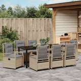 Set da Pranzo per Giardino 9 pcs Beige e Grigio Chiaro