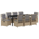 Set da Pranzo per Giardino 9 pcs Beige e Grigio Chiaro