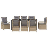 Set da Pranzo per Giardino 9 pcs Beige e Grigio Chiaro